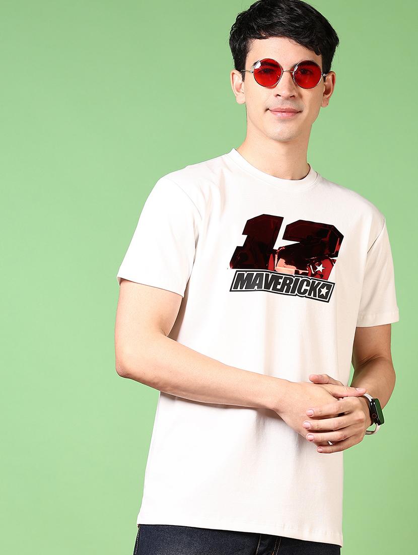 men chest print round neck regular fi t-shirt - 21609148 -  Standard Image - 1