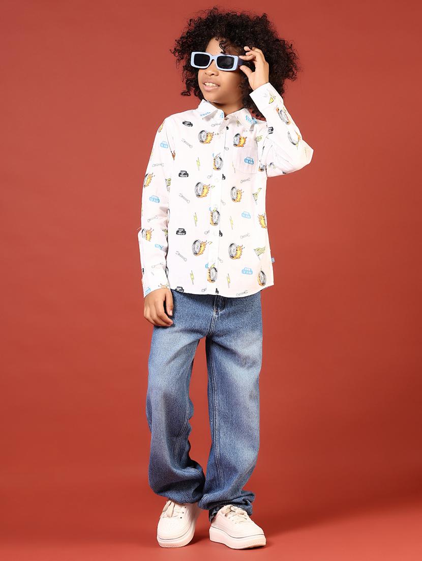boys solid mid rise baggy jeans - 21609211 - Standard Image - 4