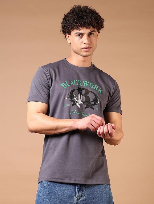 men chest print round neck regular fit t-shirt - 21609229 -  Standard Image - 0