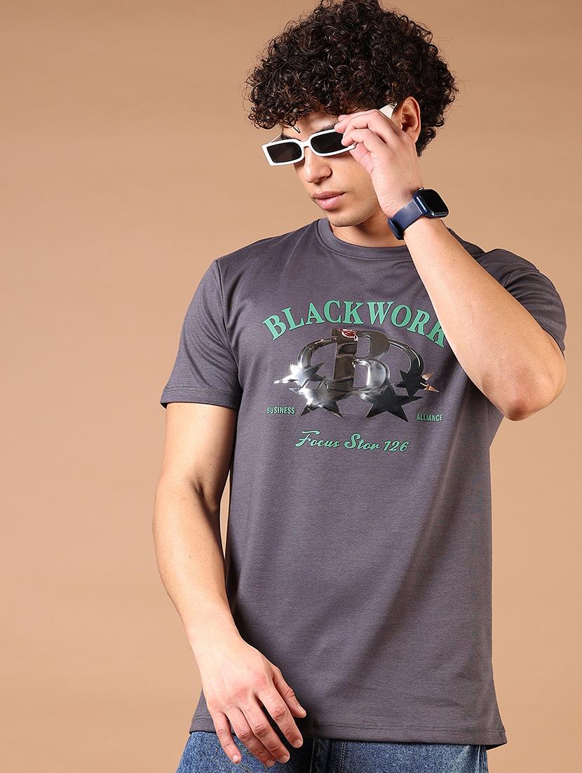 men chest print round neck regular fit t-shirt - 21609229 -  Standard Image - 1