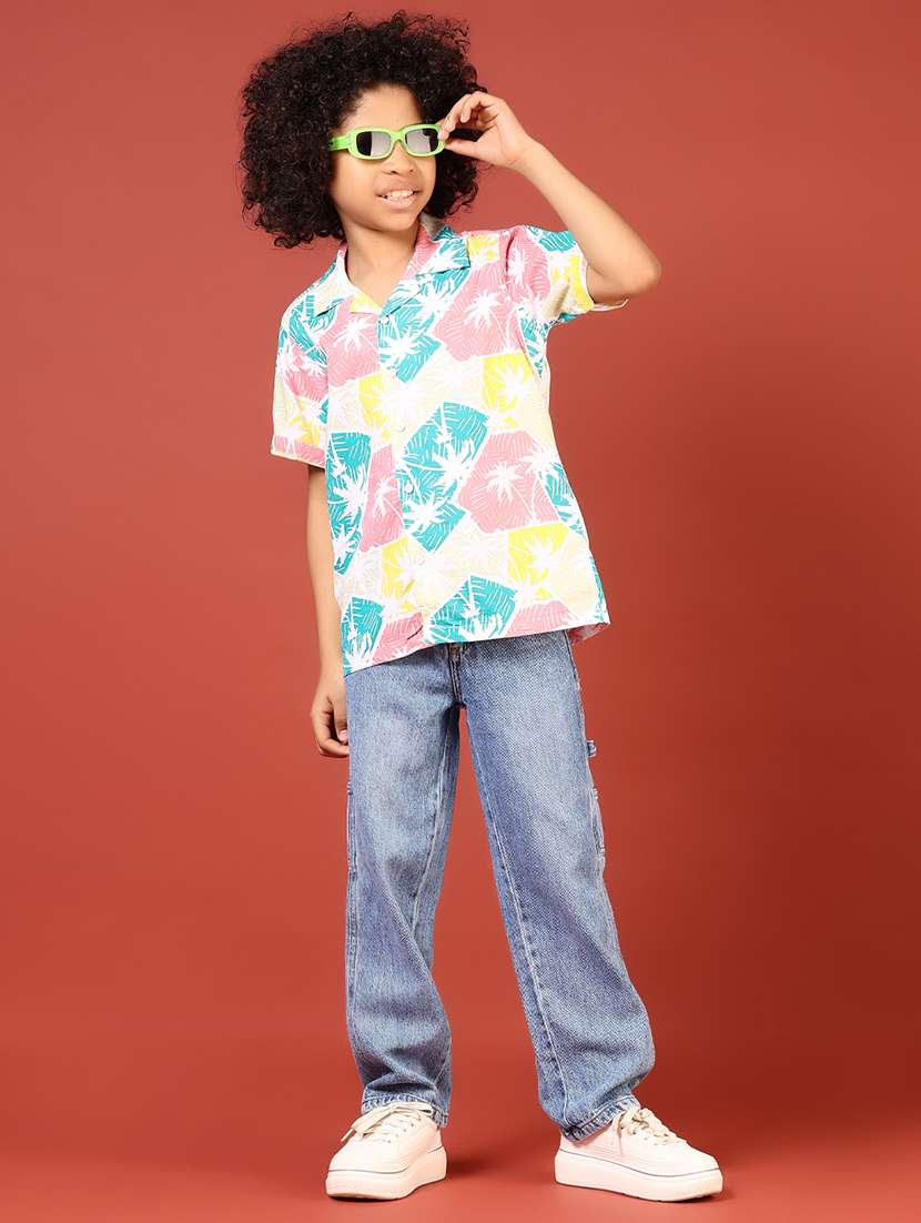 boys solid mid rise relaxed fit denim cargo - 21609260 -  Standard Image - 4