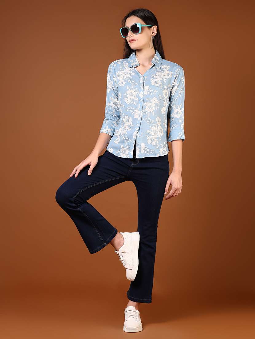 women printed three quarter sleeve regular shirt - 21609359 -  Standard Image - 4