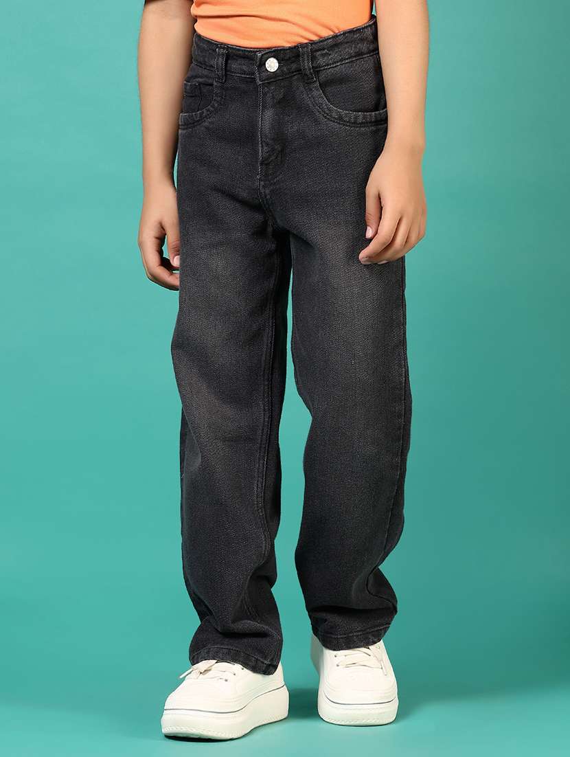 boys solid mid rise relaxed fit jean