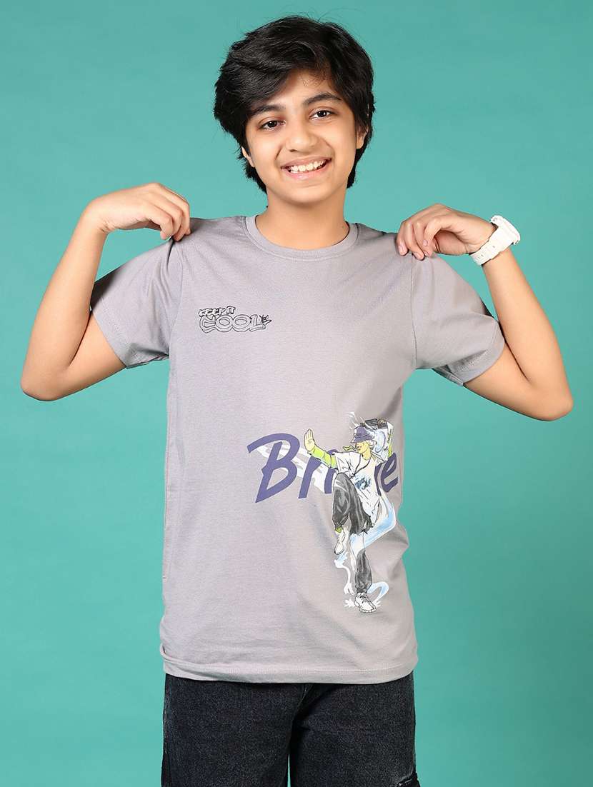 boys placement print round neck t-shirt - 21609420 -  Standard Image - 1
