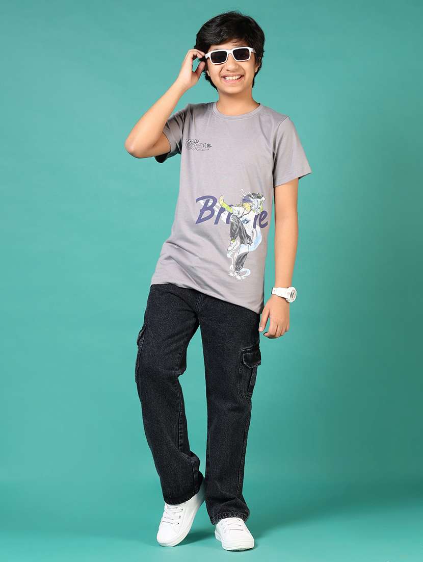 boys placement print round neck t-shirt - 21609420 -  Standard Image - 4
