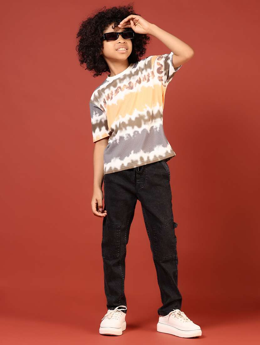 boys solid mid rise relaxed fit denim cargo - 21609445 -  Standard Image - 4