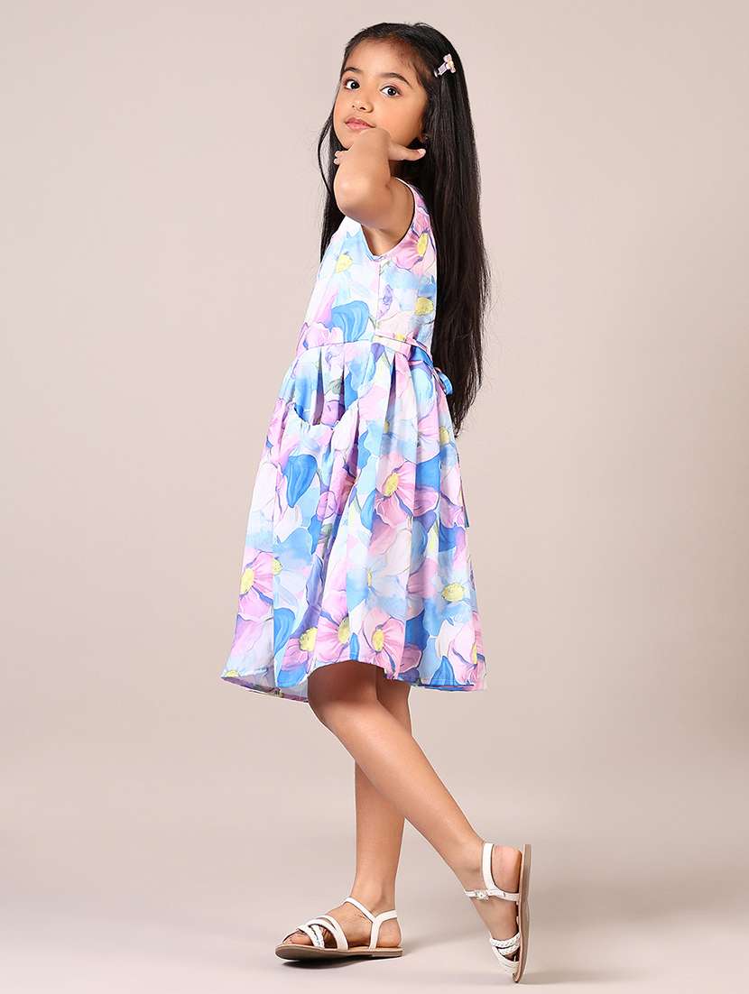 girls floral printed sleeveless frock with pocket - 21609560 -  Standard Image - 1