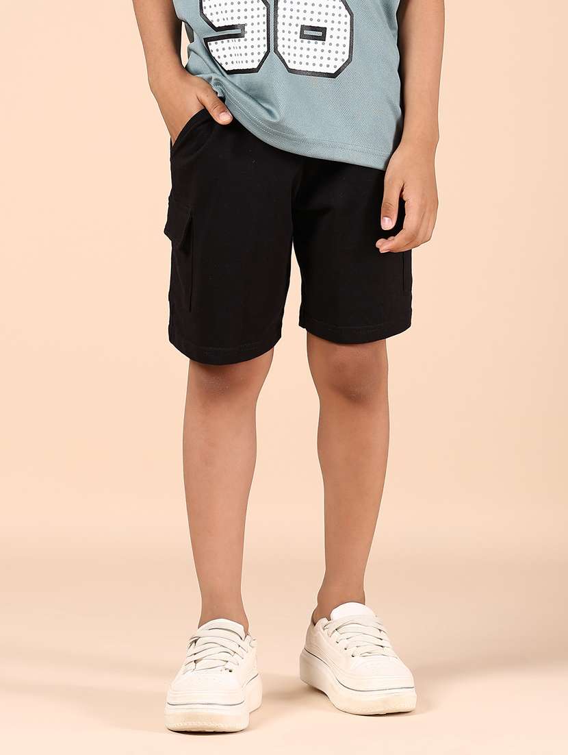 boys solid mid rise cargo shorts  - 21609596 -  Standard Image - 1