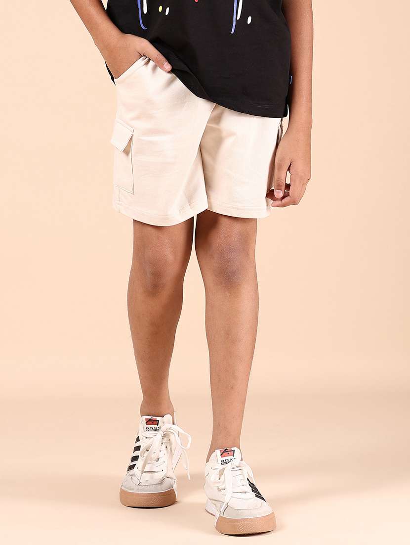 boys solid mid rise cargo shorts  - 21609598 -  Standard Image - 1