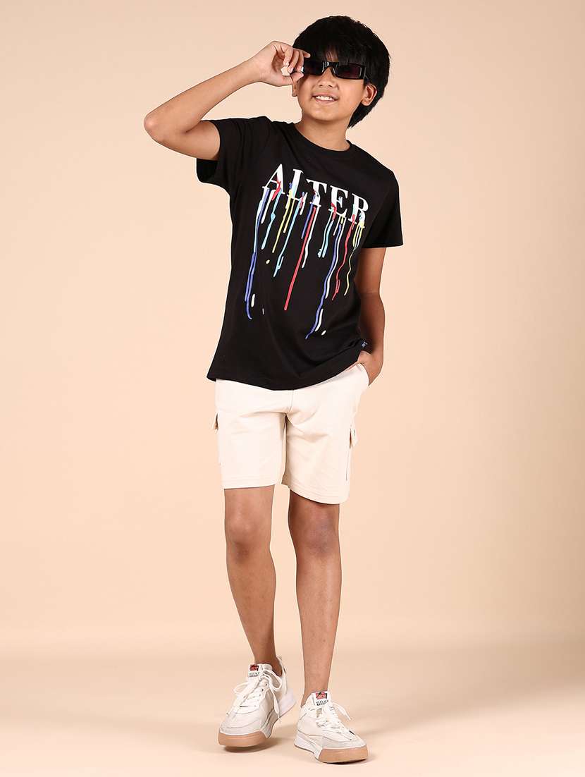 boys solid mid rise cargo shorts - 21609598 - Standard Image - 4