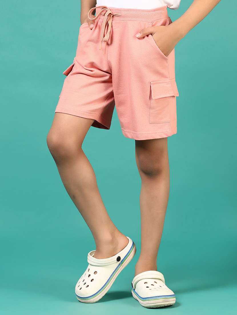 boys solid mid rise regular fit cargo shorts  - 21609599 -  Standard Image - 1