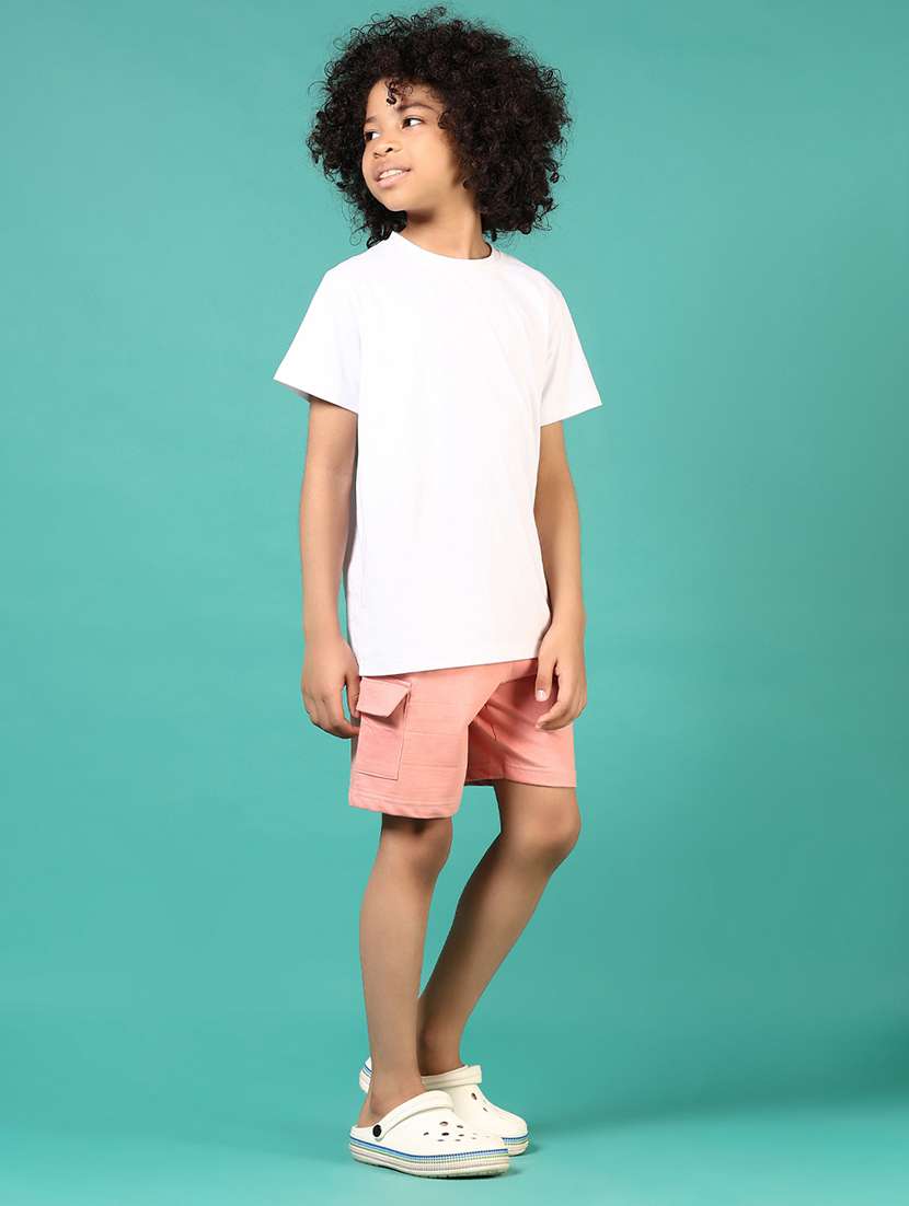 boys solid mid rise regular fit cargo shorts  - 21609599 -  Standard Image - 4