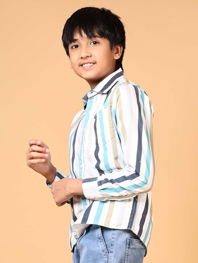 boys striped long sleeves collared shirt - 21609637 - Standard Image - 1