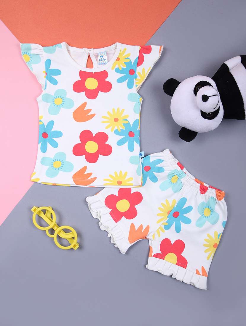 girls printed short & top set co-ord set