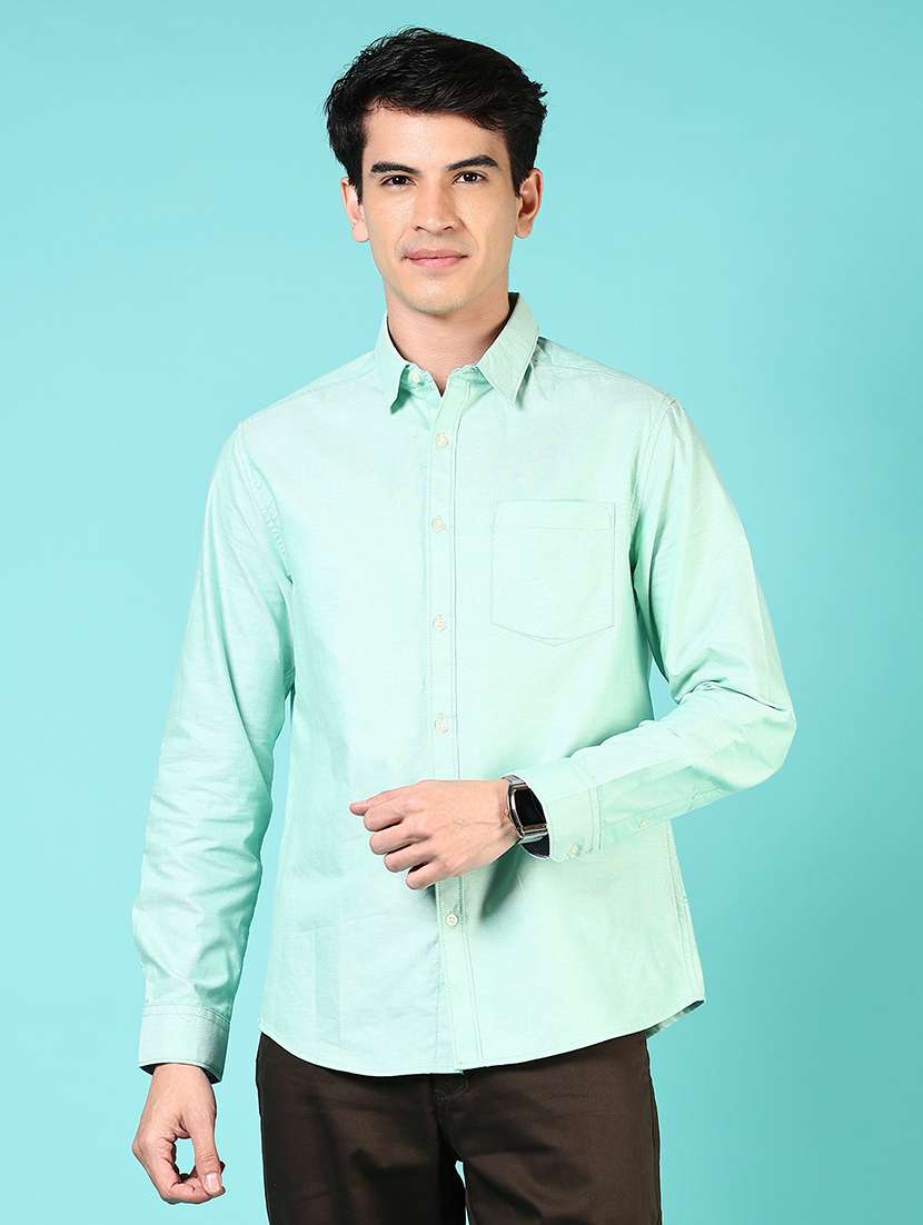 men solid collared long sleeve casual shirt - 21609861 -  Standard Image - 1