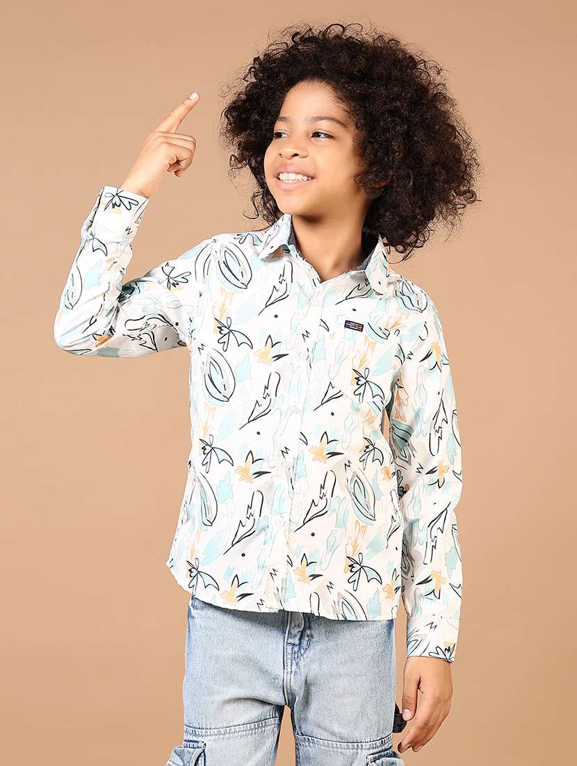 boys printed collared long sleeves shirt