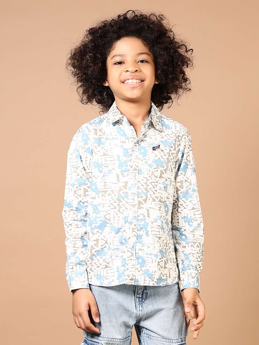 boys printed collared long sleeves shirt