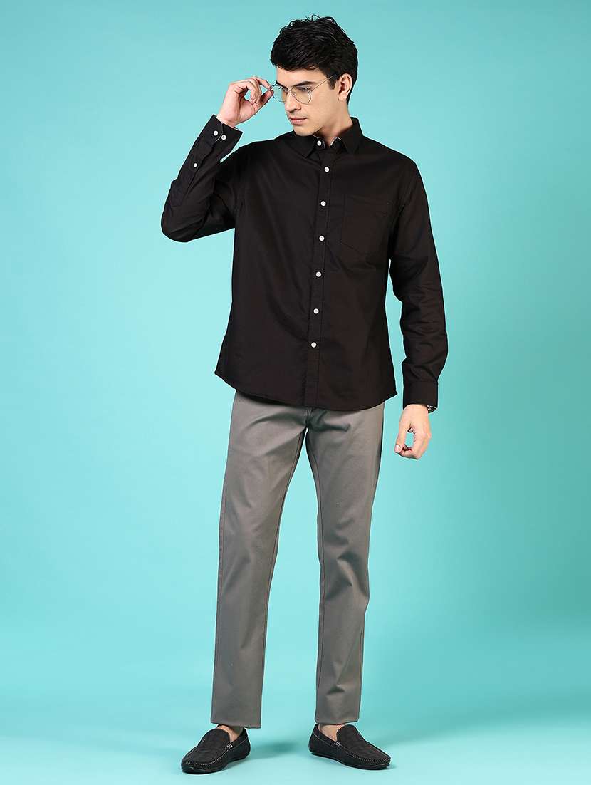men solid collared long sleeve casual shirt - 21609917 - Standard Image - 4
