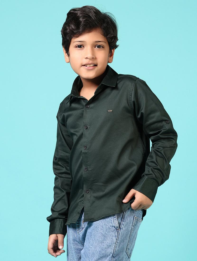 boys solid collared long sleeves shirt - 21609925 - Standard Image - 1