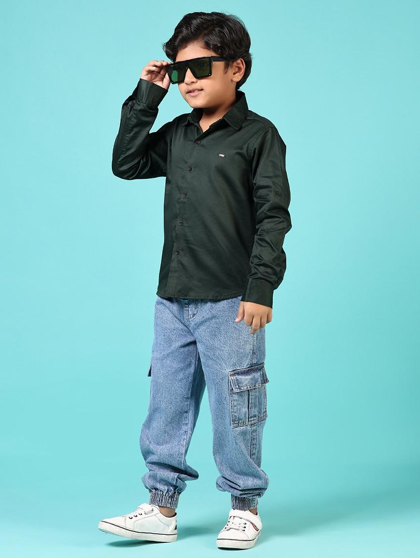 boys solid collared long sleeves shirt - 21609925 - Standard Image - 4