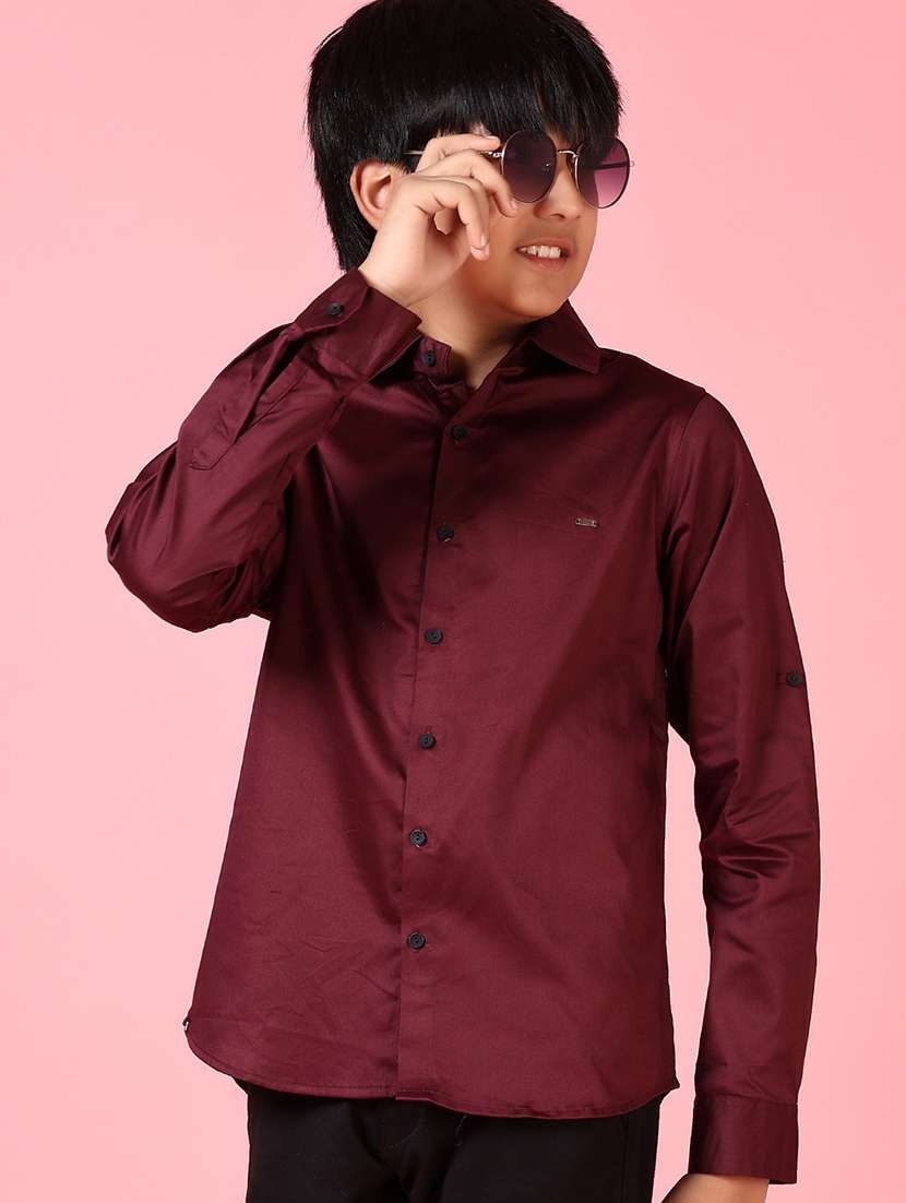 boys long sleeves solid shirt - 21609926 -  Standard Image - 1