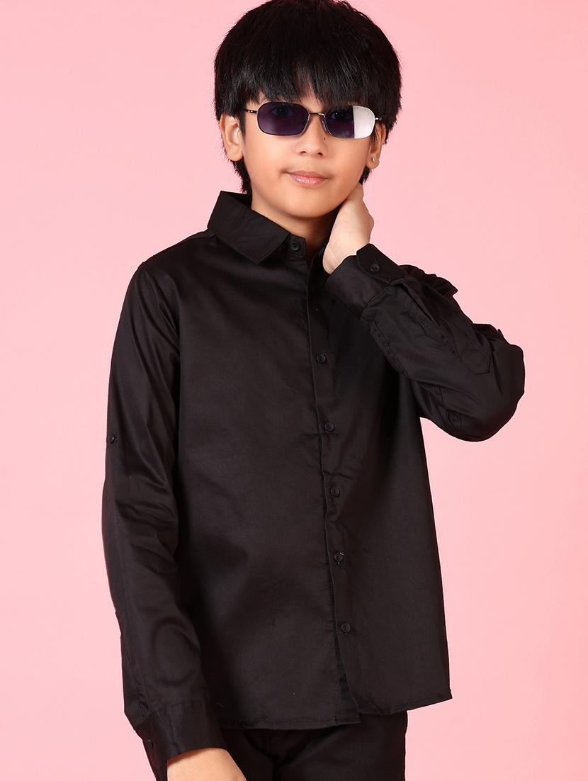 boys long sleeves solid shirt - 21609928 - Standard Image - 1