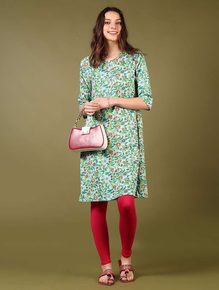 women printed three quarter sleeve kurta - 21609984 -  Standard Image - 4