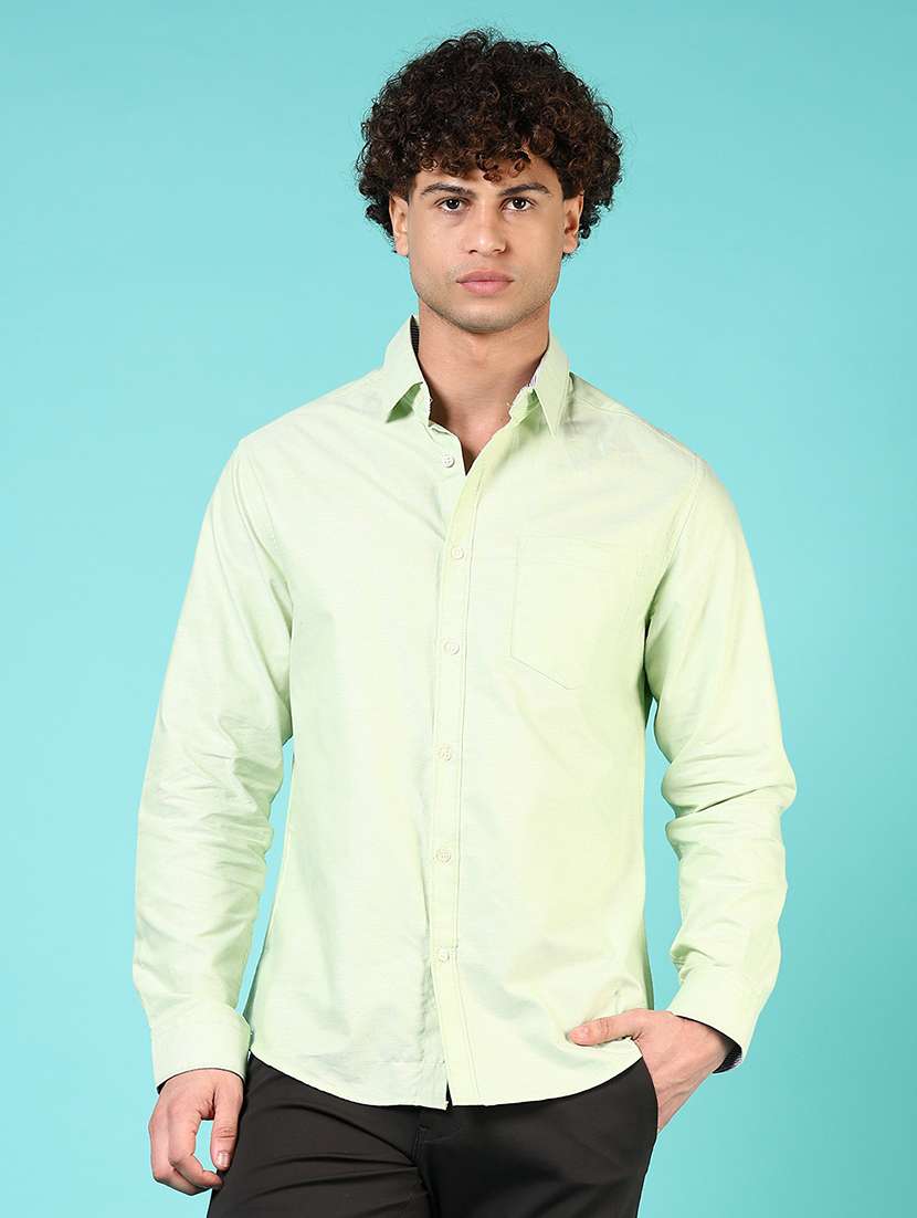 men solid collared long sleeve casual shirt - 21610050 - Standard Image - 1