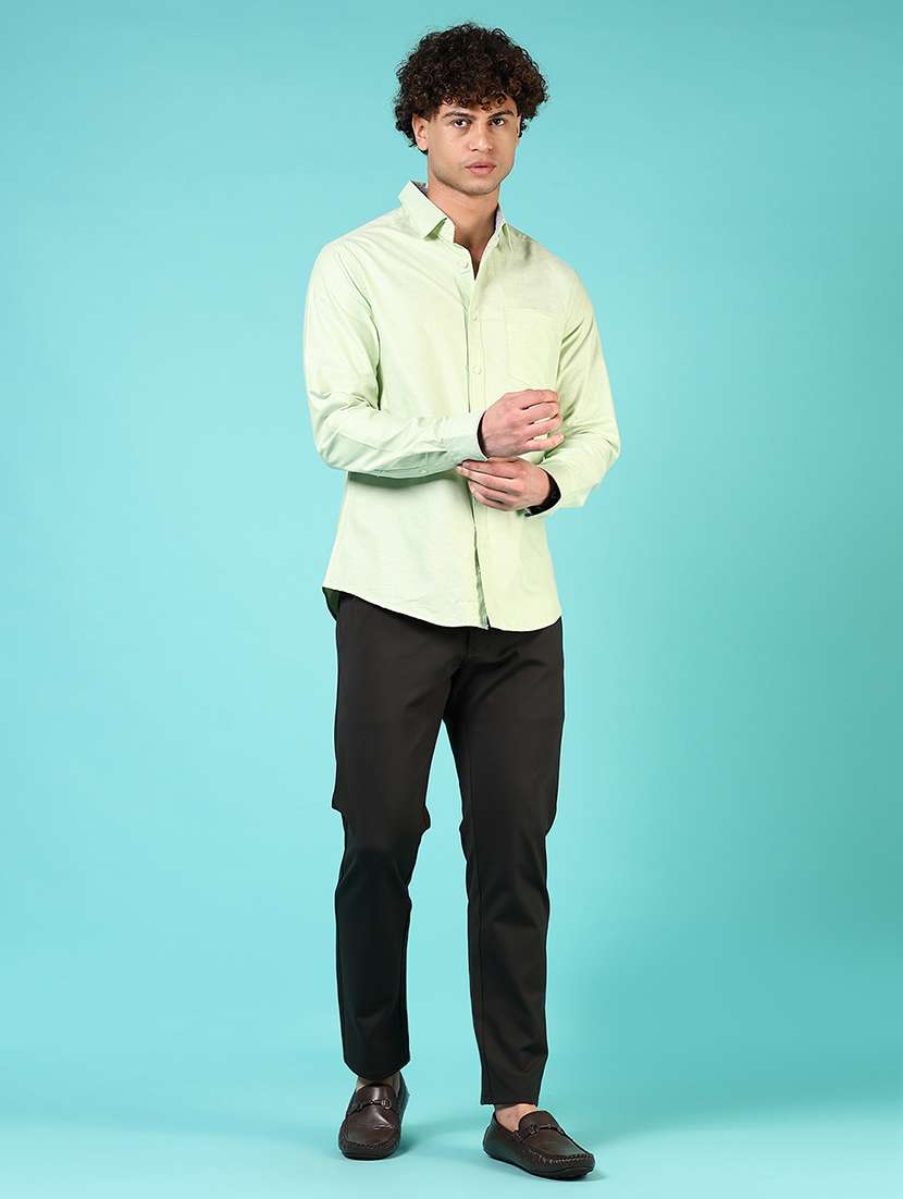 men solid collared long sleeve casual shirt - 21610050 - Standard Image - 4