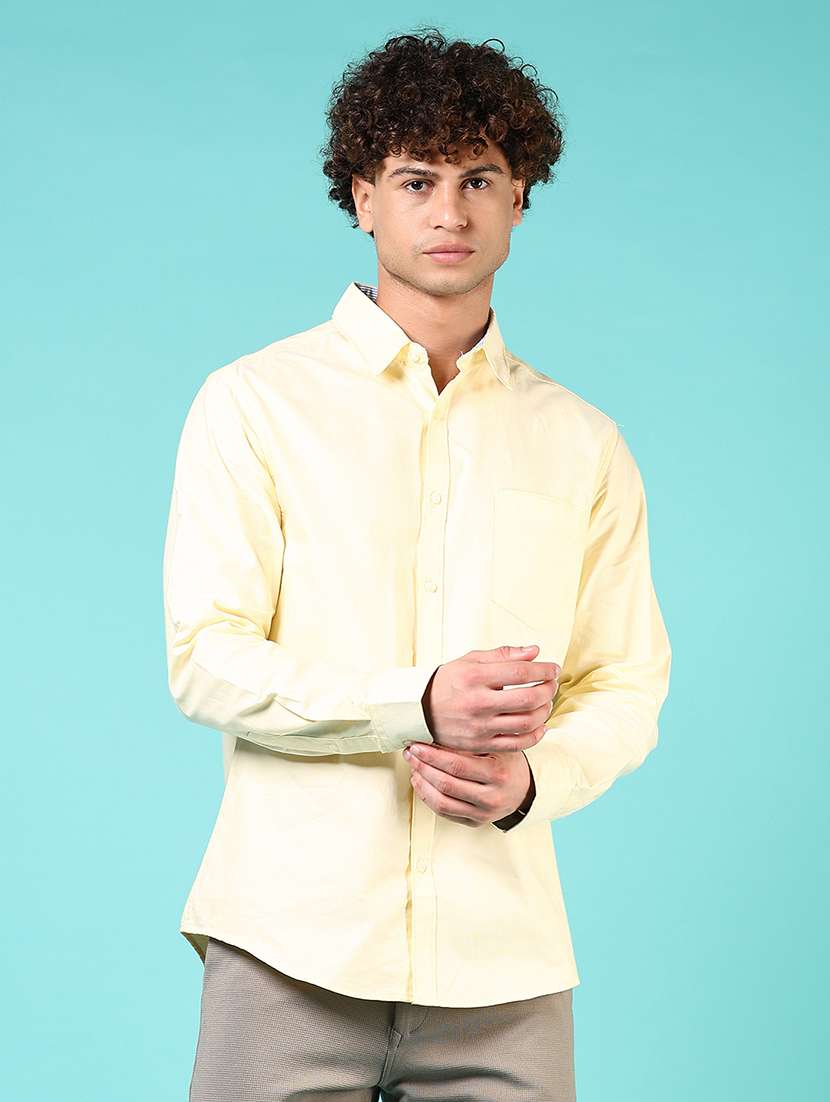 men solid collared long sleeve casual shirt - 21610052 - Standard Image - 1