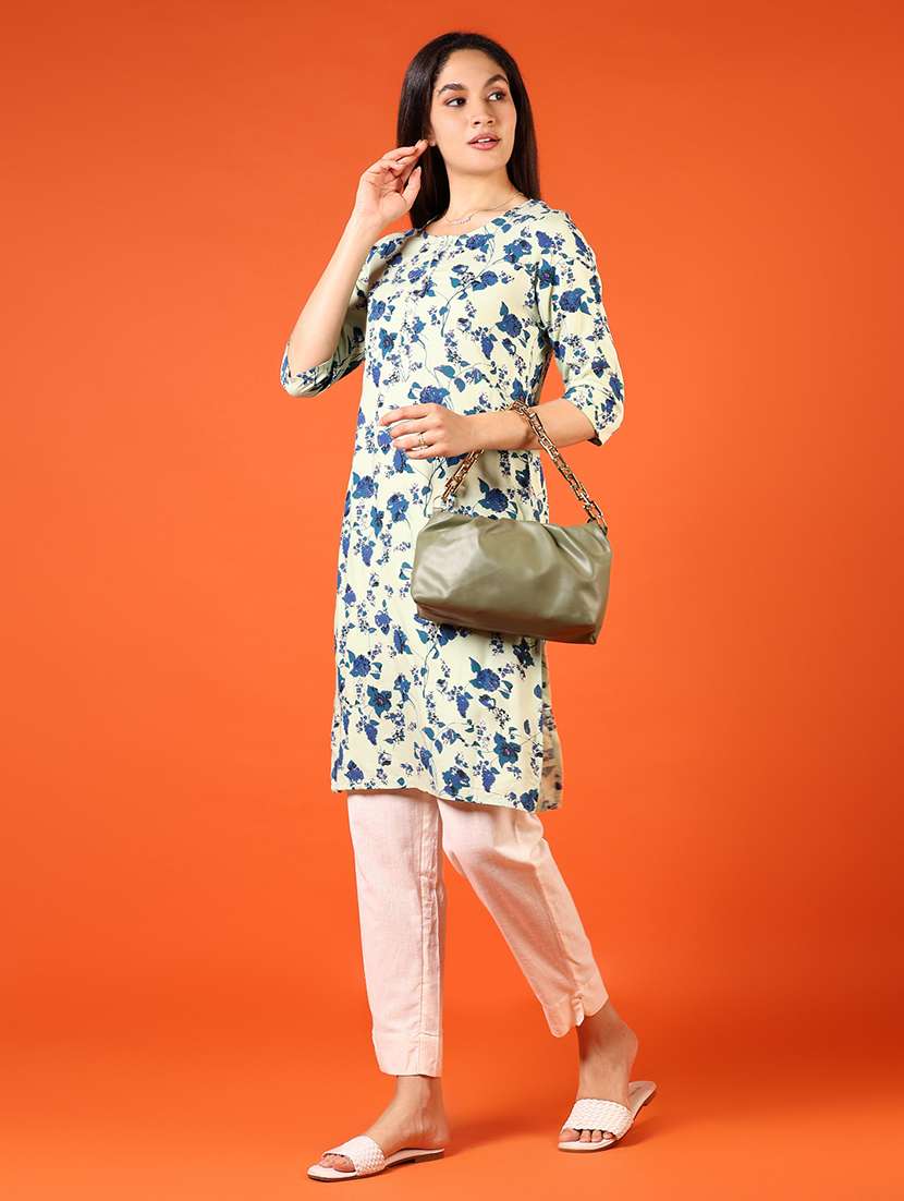 women three quarter sleeve straight kurta - 21610073 -  Standard Image - 4