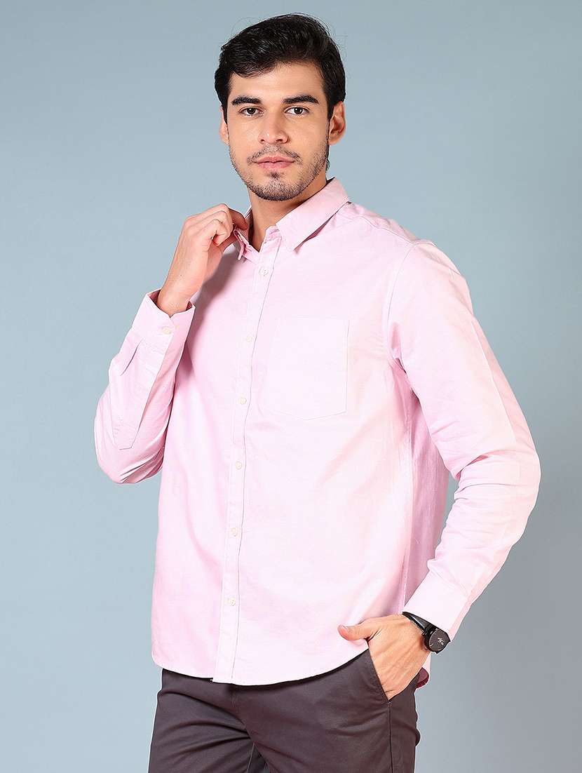men solid collared long sleeve casual shirt - 21610078 -  Standard Image - 1