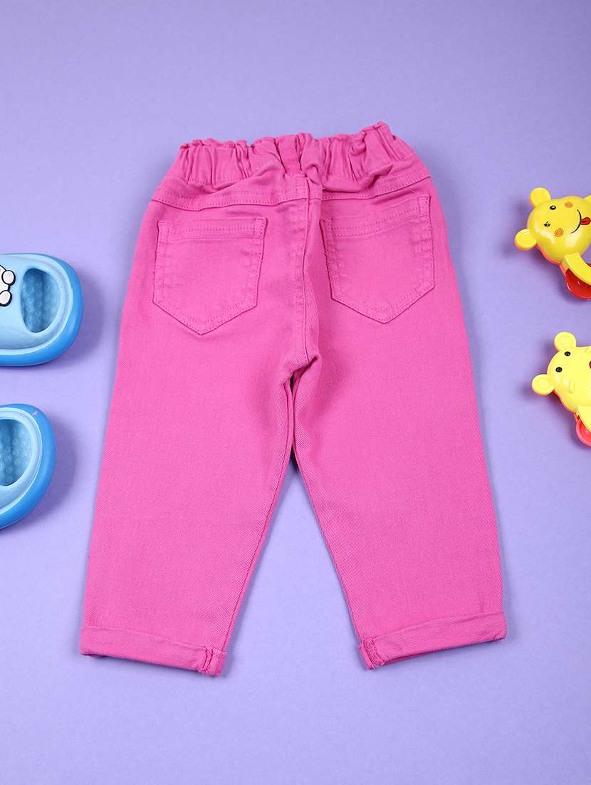 kids pink solid plain jean - 21610168 - Standard Image - 1