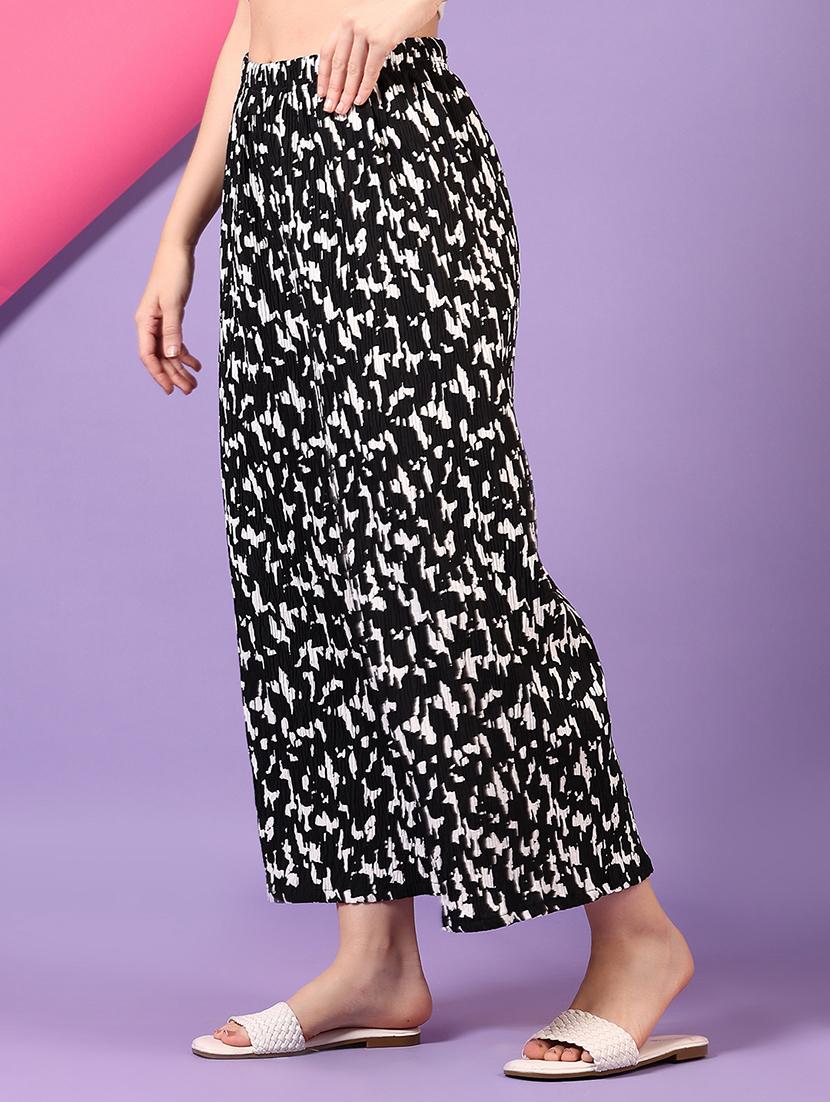women printed mid rise wide leg trouser - 21610179 - Standard Image - 1