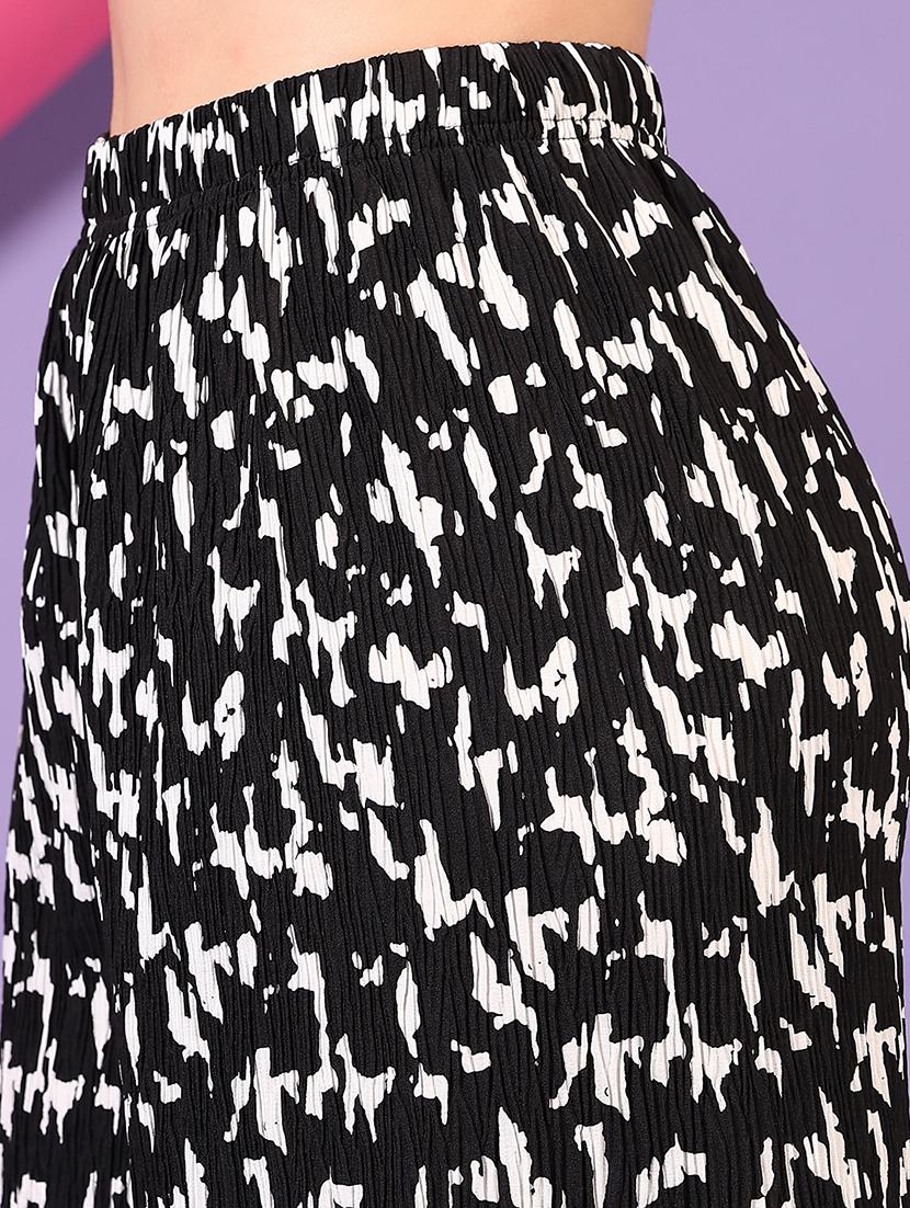 women printed mid rise wide leg trouser - 21610179 - Standard Image - 4