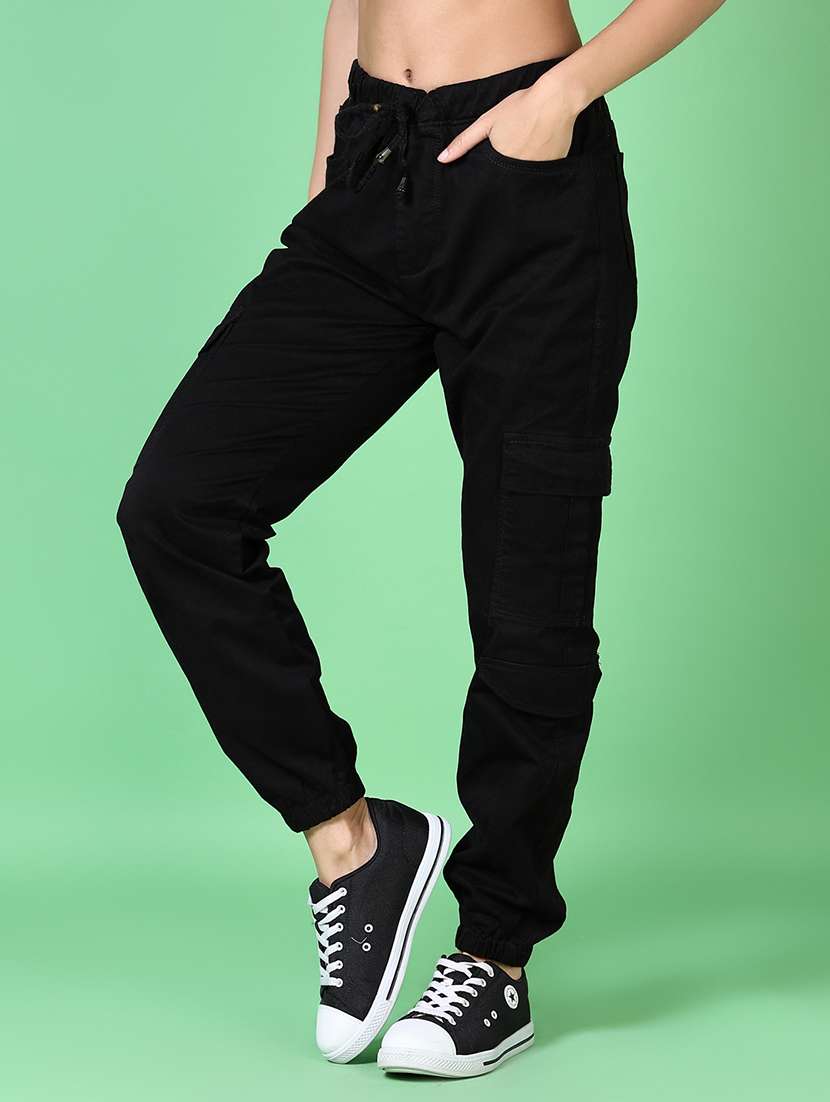 women solid mid rise cargo - 21610276 -  Standard Image - 1
