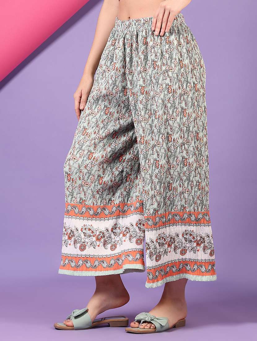 printed cotton blend trouser wide leg - 21610287 -  Standard Image - 1
