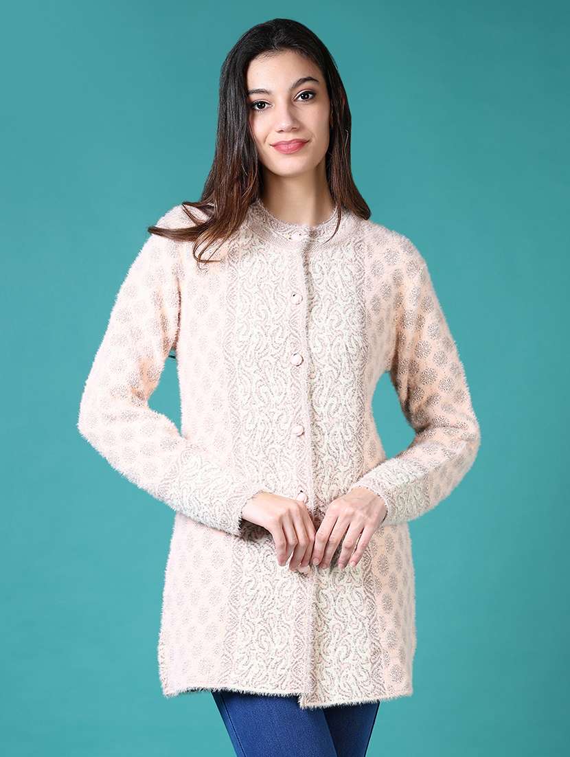 women self designed long sleeve cardigan