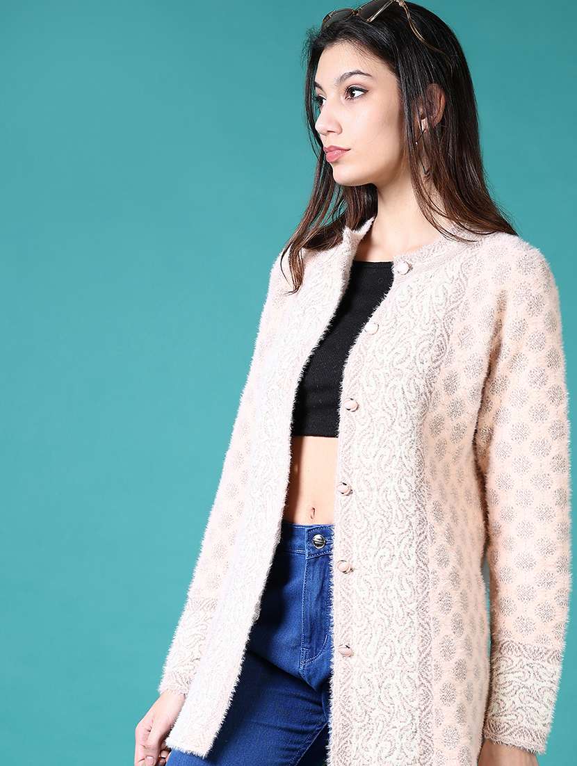 women self design long sleeve cardigan - 21610373 -  Standard Image - 4