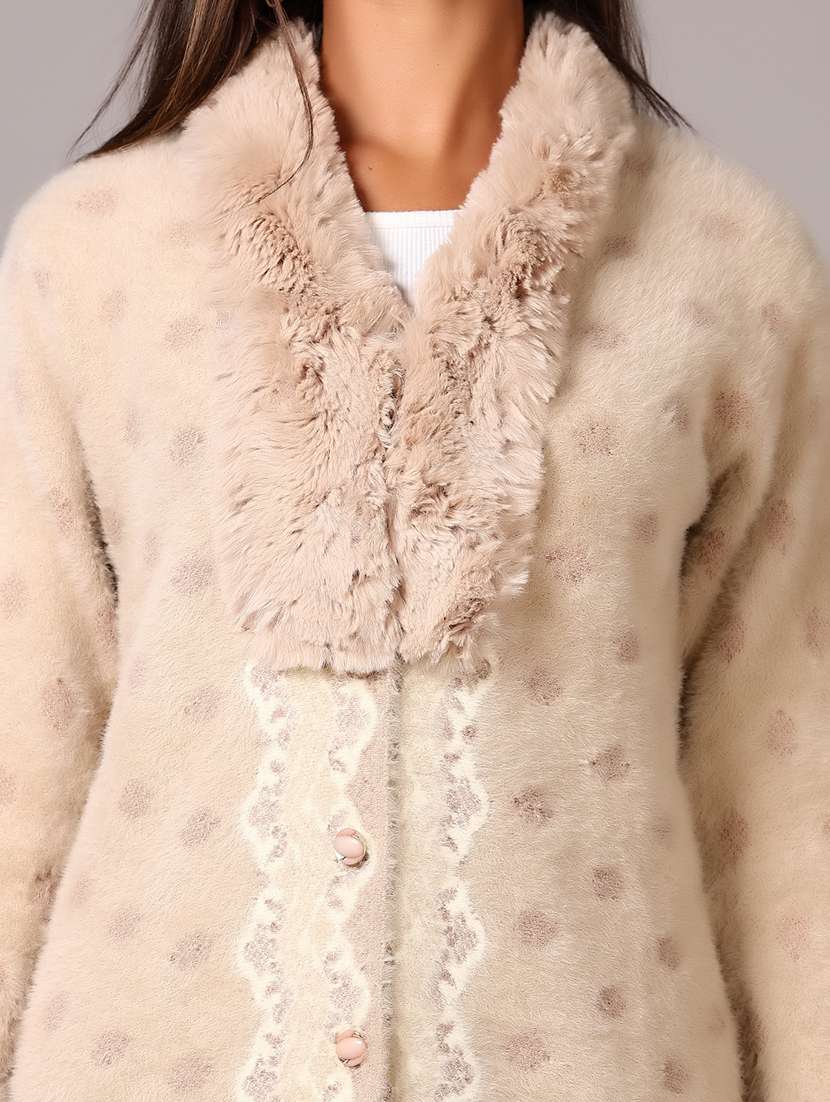 Women Self Designed Long Sleeve Cardigan - 21610374 -  Standard Image - 4