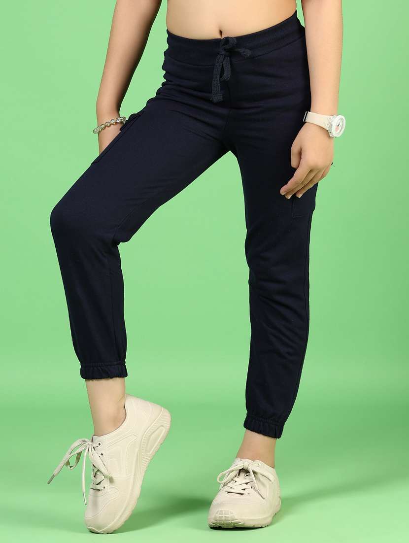 girls solid mid rise cargo jogger - 21610466 -  Standard Image - 1