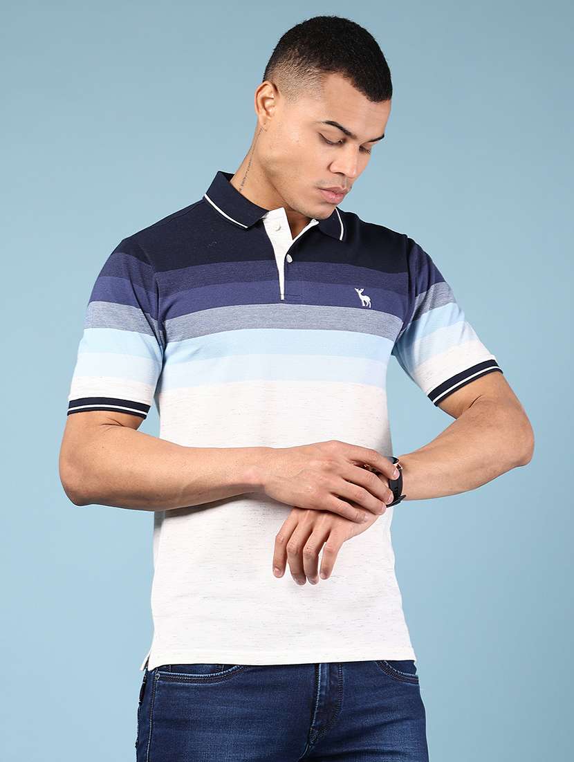 men striped short sleeve regular fit polo t-shirt - 21610542 -  Standard Image - 1