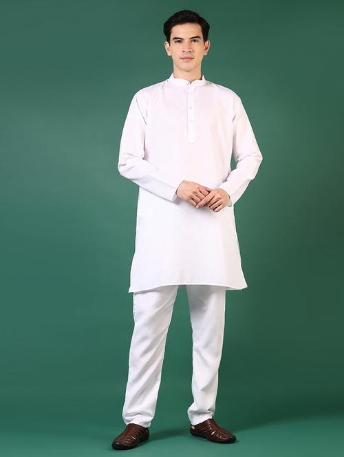 men solid long sleeves kurta pyjama set - 21610557 - Standard Image - 0