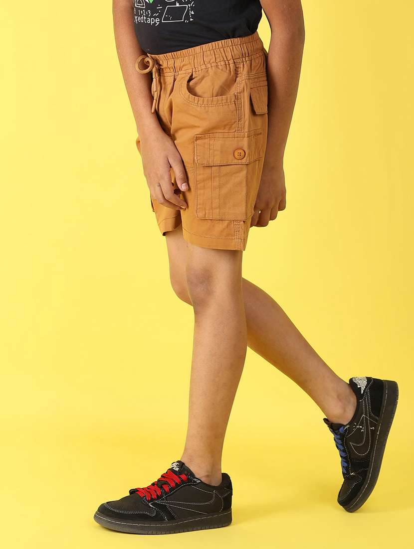 boys solid mid rise cargo shorts - 21610671 -  Standard Image - 1