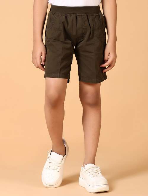 boys mid rise solid shorts - 21610678 - Standard Image - 0