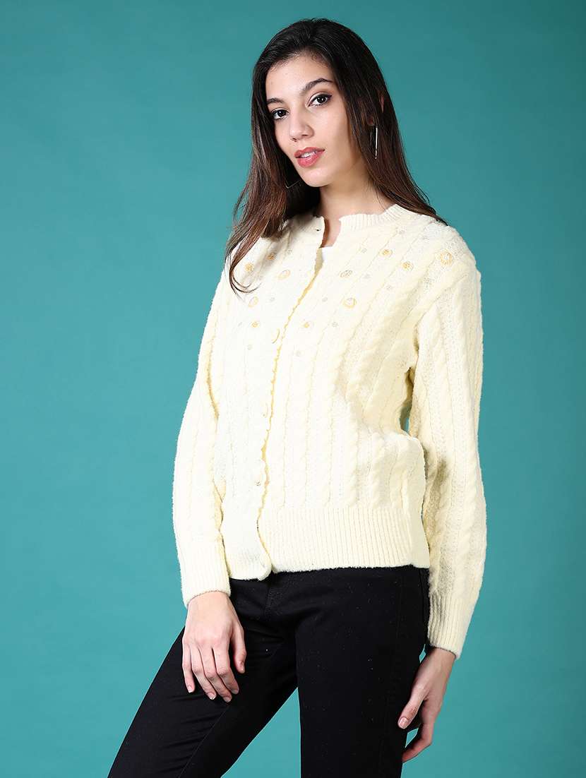 women self design long sleeve cardigan - 21611015 -  Standard Image - 1