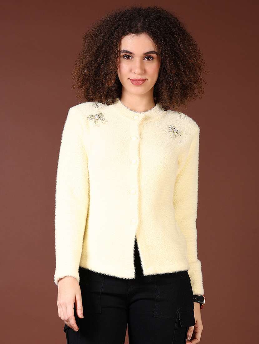 women self designed long sleeves cardigan