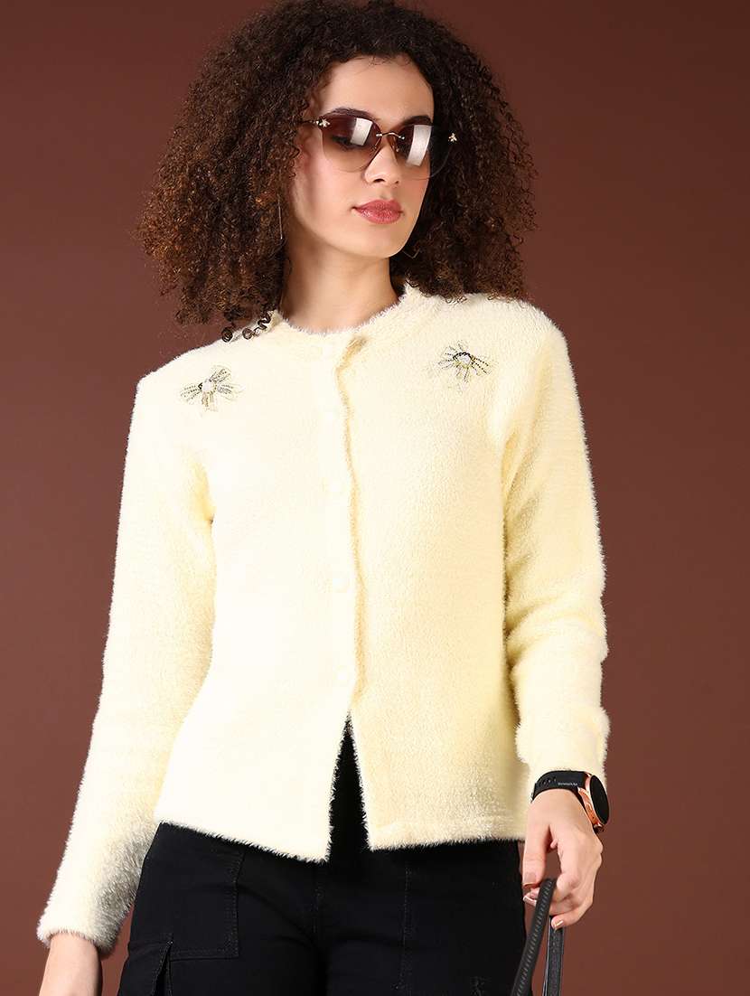 women self designed long sleeves cardigan - 21611070 -  Standard Image - 1