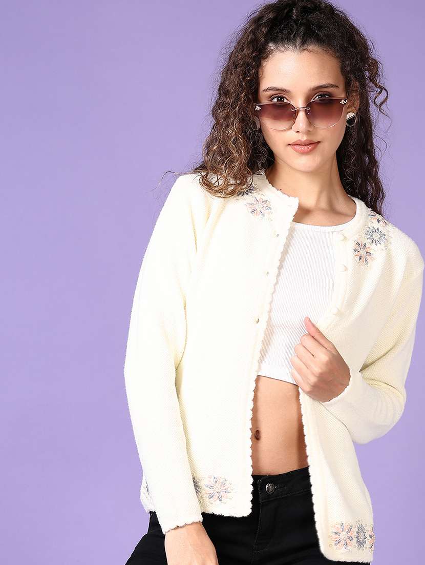 women self designed long sleeve cardigan - 21611072 -  Standard Image - 1