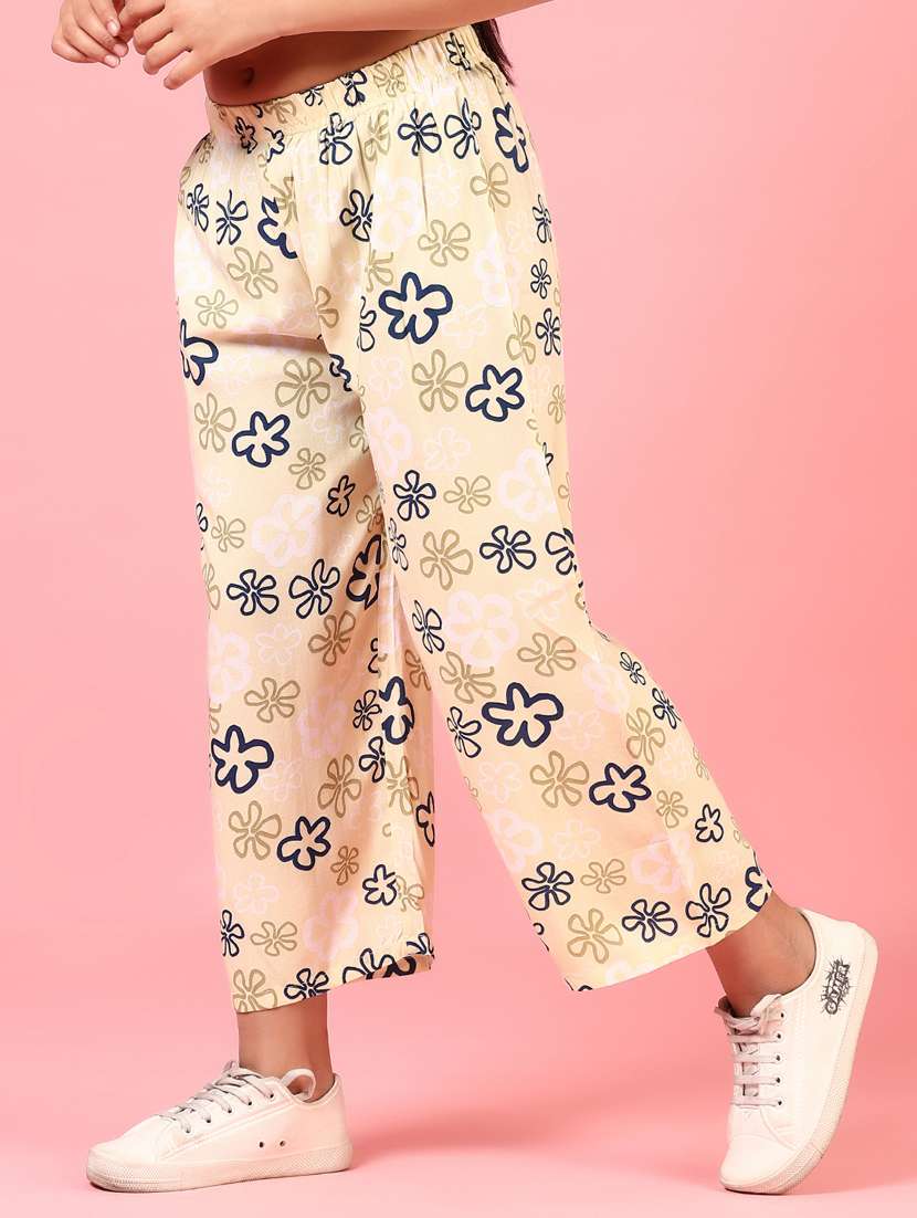 girls printed mid rise palazzo trouser - 21611104 -  Standard Image - 1